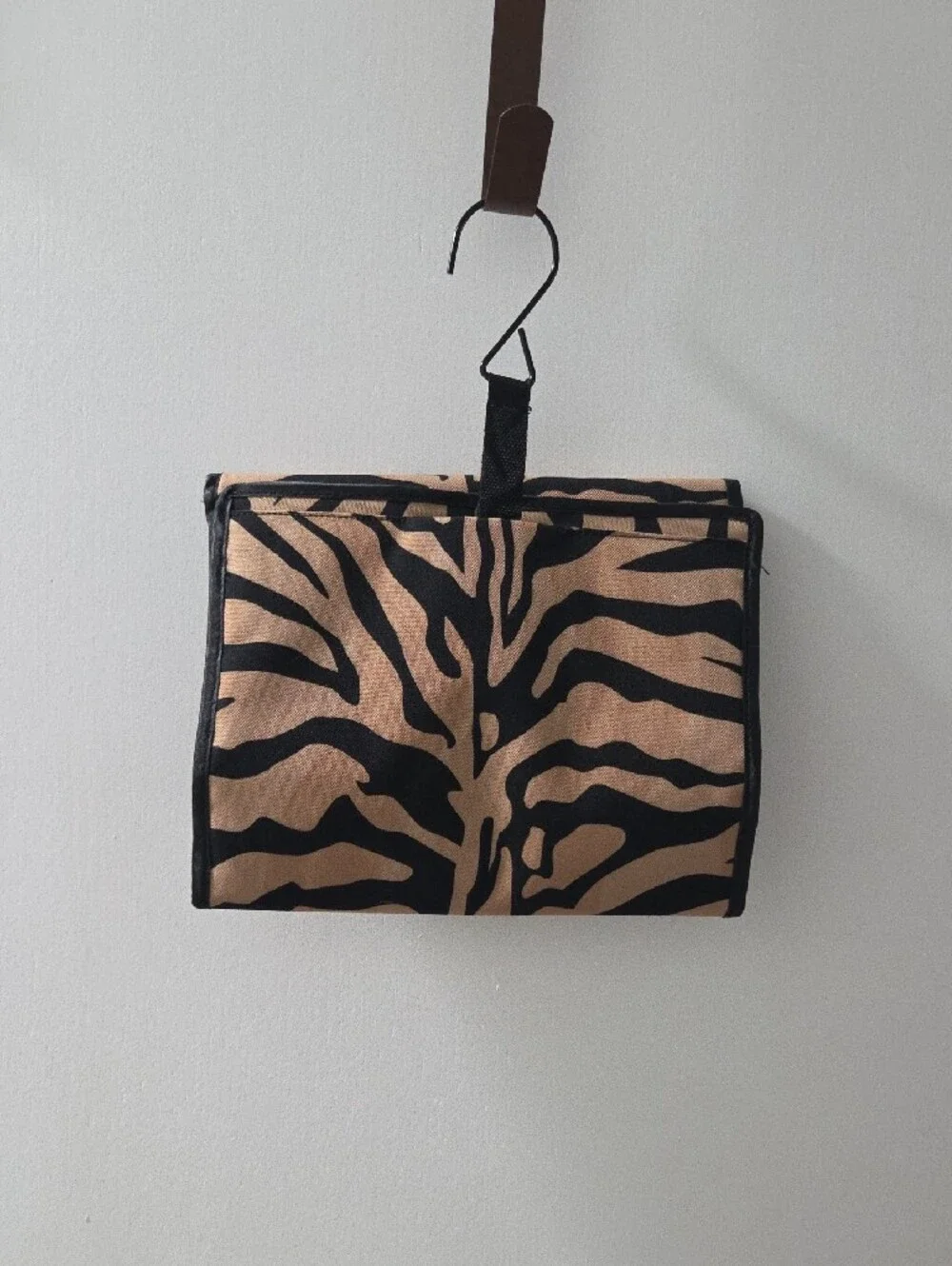 Black Hanging Jewelry Organizer with Clear Zip Pockets